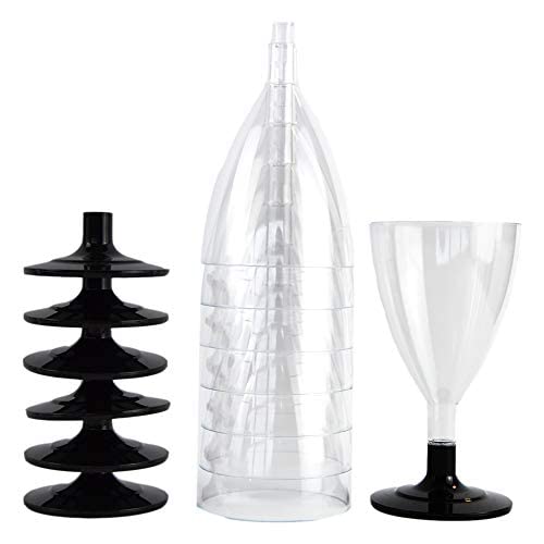 Pz 50 calici vino cc 180 base nera bicchieri aperitivo apericena