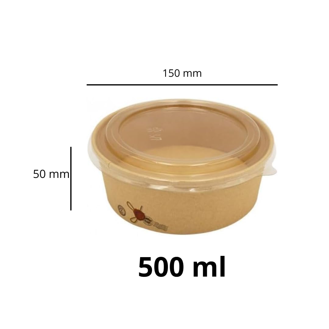 Pz 50 Insalatiera in carta per asporto di alimenti come insalate miste, verdure, riso pollo e pasta