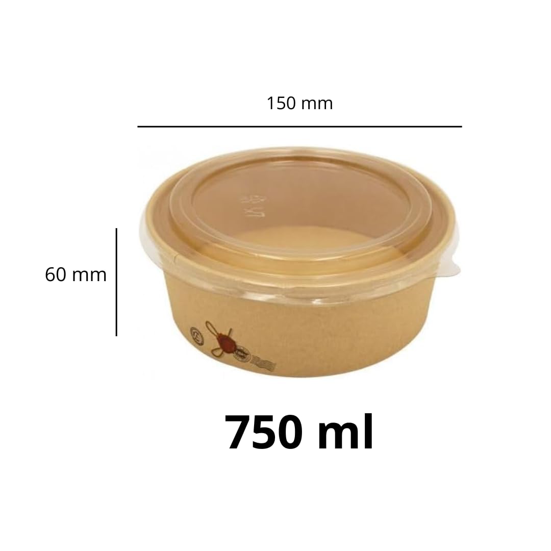 Pz 50 Insalatiera in carta per asporto di alimenti come insalate miste, verdure, riso pollo e pasta