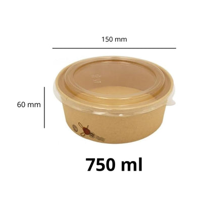 Pz 50 Insalatiera in carta per asporto di alimenti come insalate miste, verdure, riso pollo e pasta