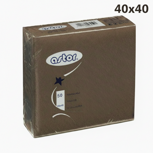 Pz 100 tovaglioli marroni 40x40 in carta a secco per ristoranti, cocktail bar, aperitivi e feste