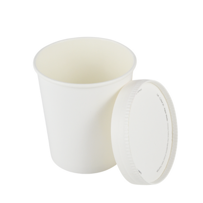 25 uds Tarro de helado de cartón térmico blanco + tapa para llevar