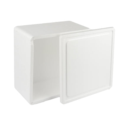 Scatola termica bianca quadrata 27 x 27 x 11 cm per asporto alimenti
