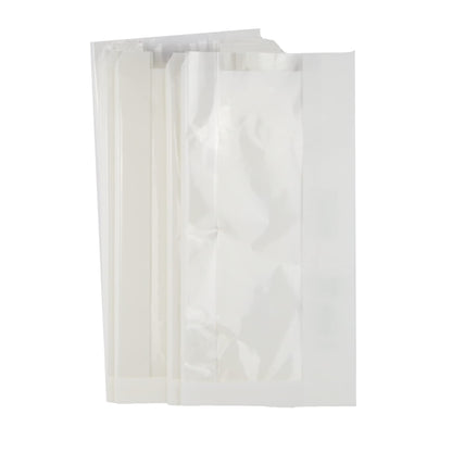 100 sachets en papier sulfurisé avec fenêtre pour pâtisseries, bars, restauration rapide