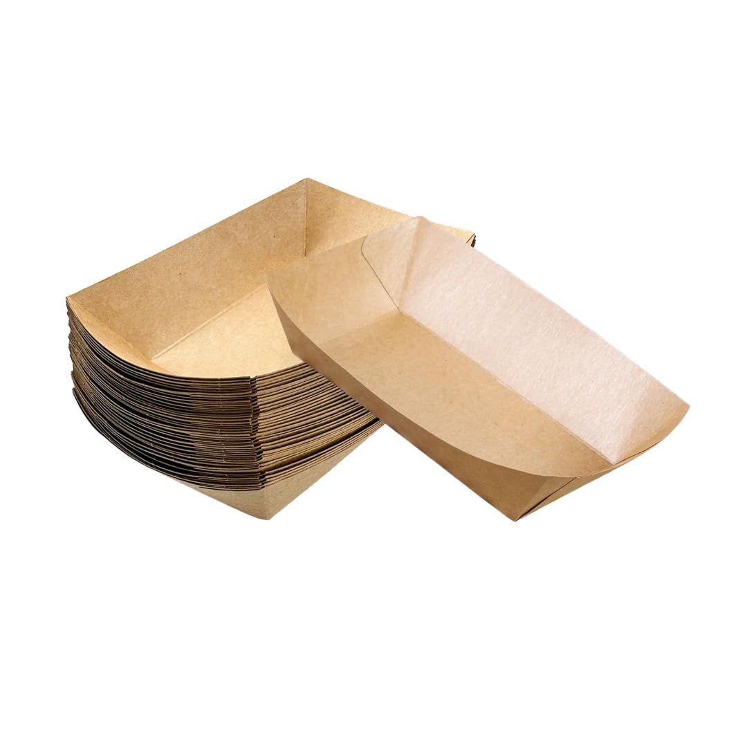 Pz 125 barchette in carta avana asporto fritture miste, patatine, pesce fritto, olive