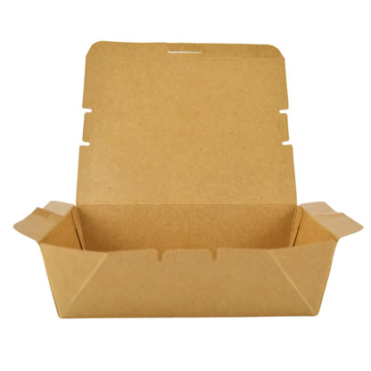 Pz 50 Box in carta kraft marrone per asporto di alimenti come fritture di pesce, verdure, pasta, riso e pollo