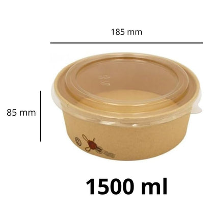 Pz 50 Insalatiera in carta per asporto di alimenti come insalate miste, verdure, riso pollo e pasta