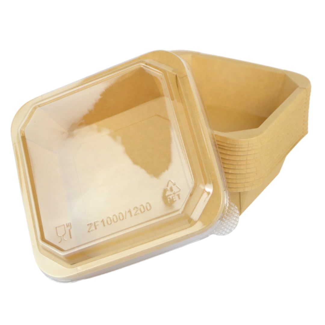 Pz 50 Box SQUARE-BOWL per asporto di alimenti come fritture di pesce, verdure, pasta, riso e pollo