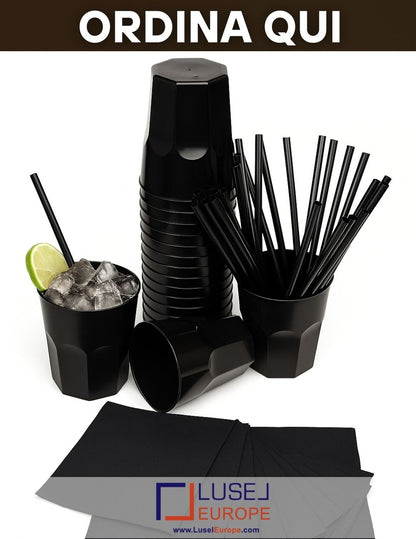 60 verres noirs rigides et résistants de 270 cc pour cocktails et mojitos