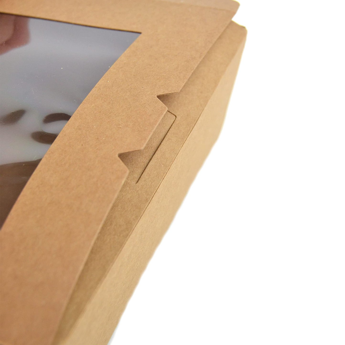 Pz 50 box avana con finestra richiudibile per asporto fritture miste, verdure, riso pollo e pasta o dolci