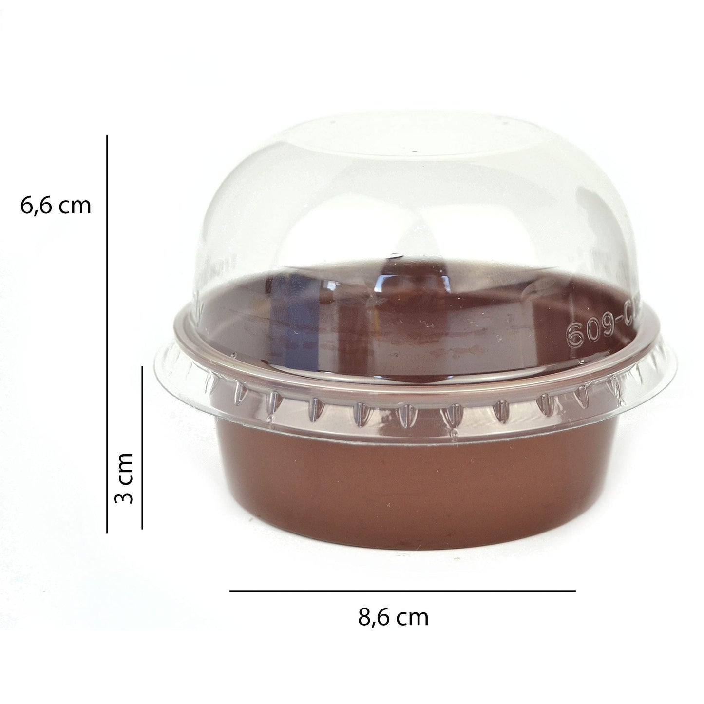 50 pièces TARTUFO cup 120 cc marron + couvercle dôme pour desserts et mousses