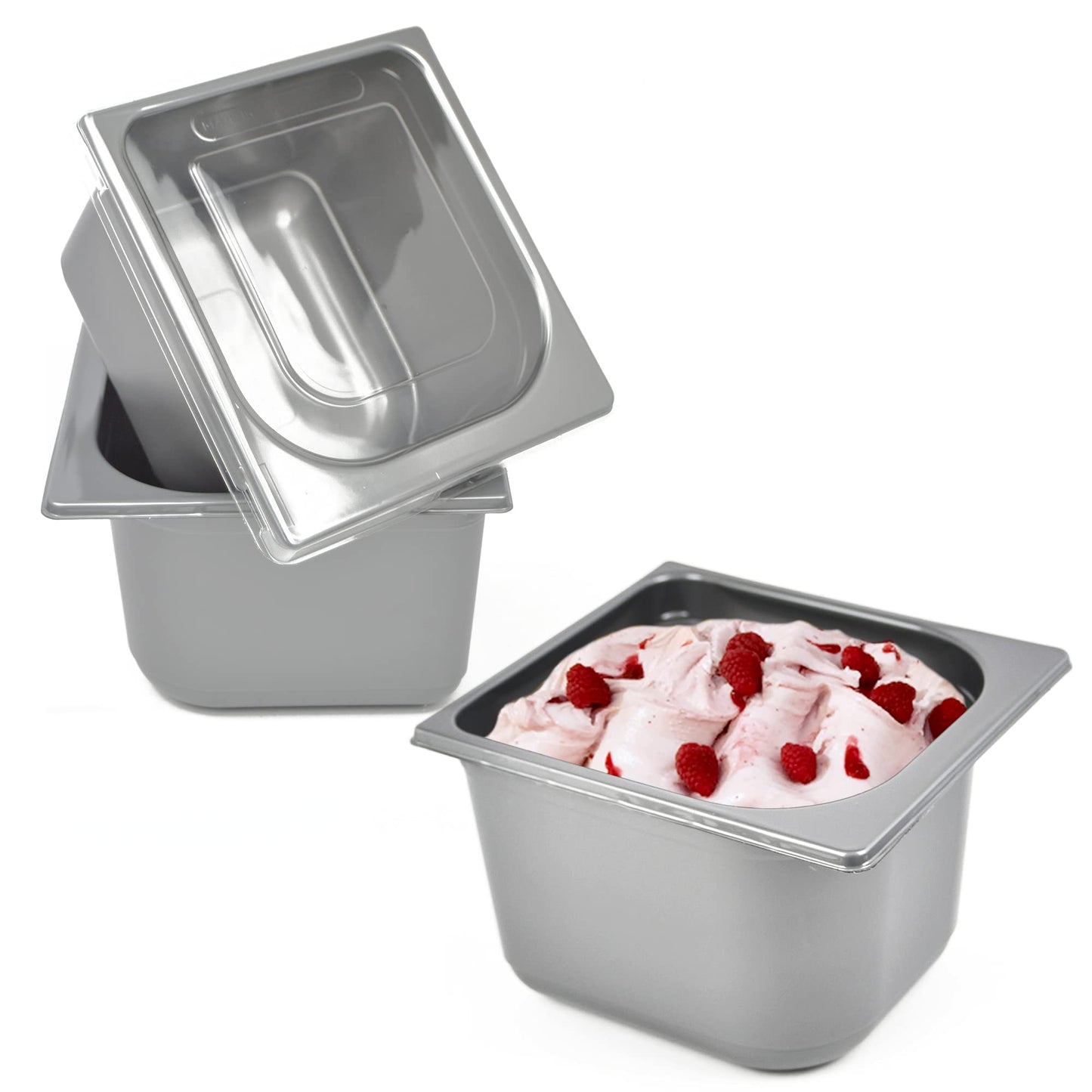 10 demi-pots de 2,33 litres pour glace + couvercle pour glace à emporter
