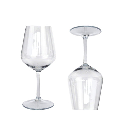 Lot de 6 verres à vin en tritan 400 cc en plastique ultra résistant, lavables et réutilisables, hauteur 21,5 cm