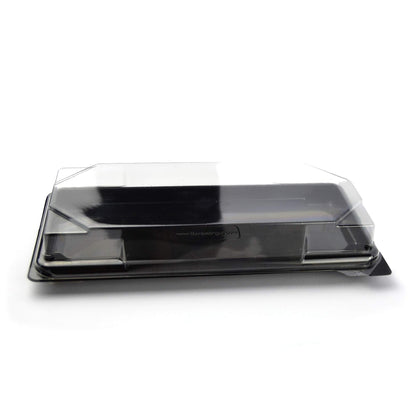 Plateau noir de 25 pièces pour sushi, sashimi, poisson idéal pour emporter d'environ 8/10 portions + couvercle