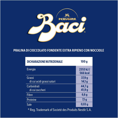 BACI PERUGINA Cioccolatini Fondenti ripieni al Gianduia, Latta Regalo Bacio 150g