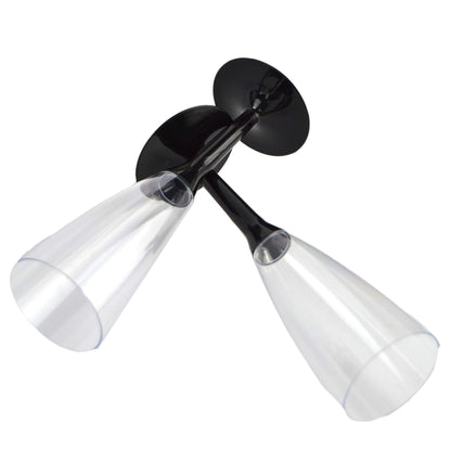 Lot de 50 flûtes à champagne, verres à apéritif à base noire pour Prosecco