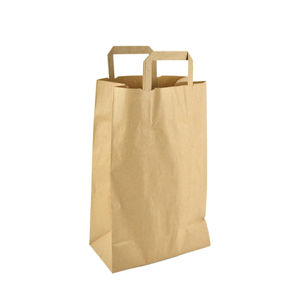 20 pièces sacs en papier brun neutre avec poignées pour produits à emporter