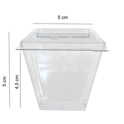 50 coupelles transparentes individuelles 58cc pour desserts, bonbons, mousses + couvercle