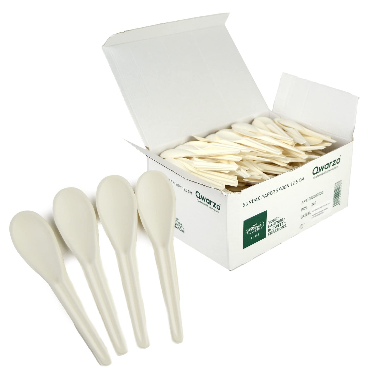 Pz 240 cucchiaini in carta 12,5 cm  bianchi per gelato e yogurt