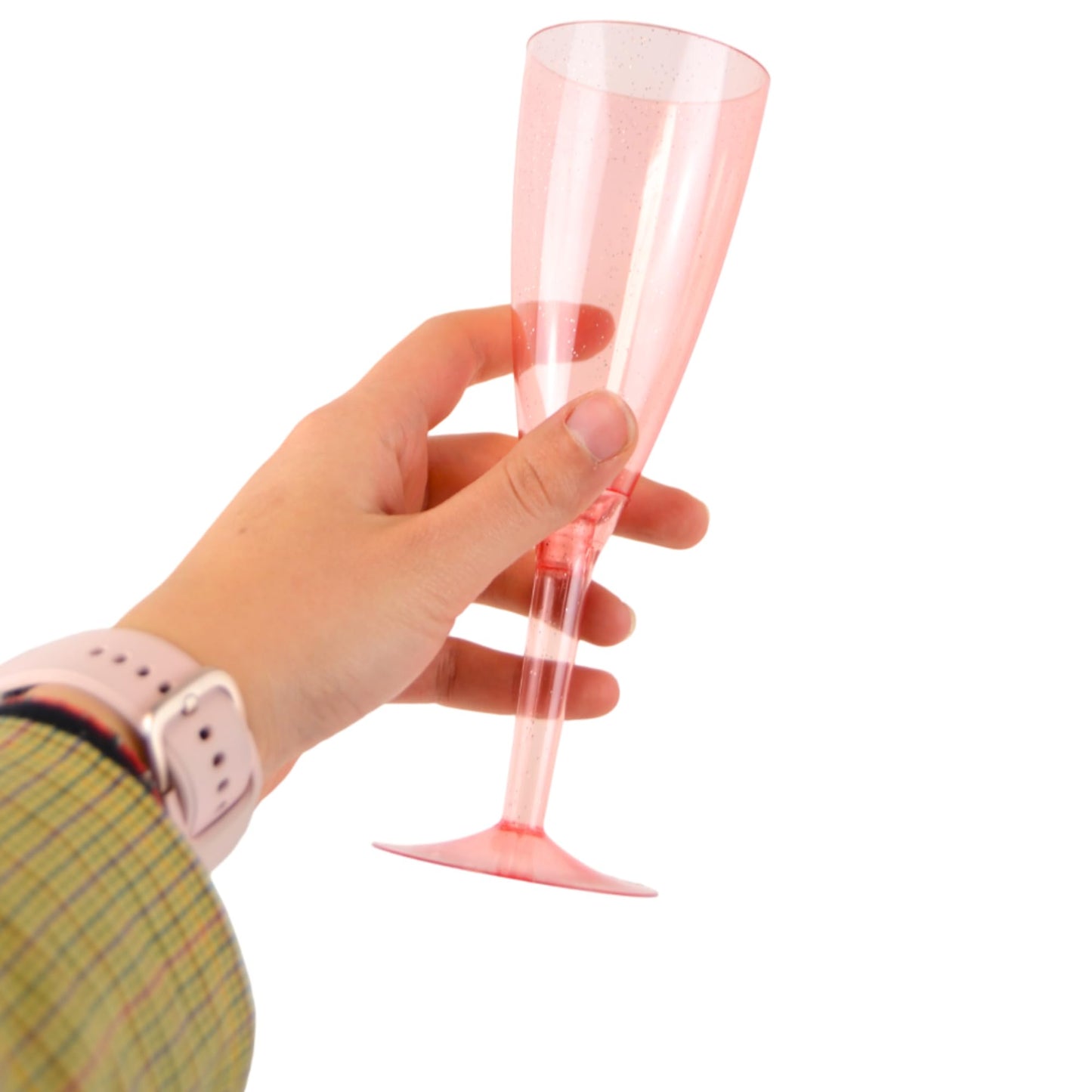 50 flûtes à champagne jetables Prosecco transparentes pailletées