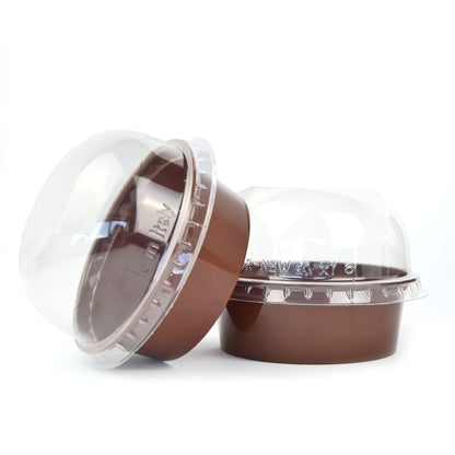 50 pièces TARTUFO cup 120 cc marron + couvercle dôme pour desserts et mousses