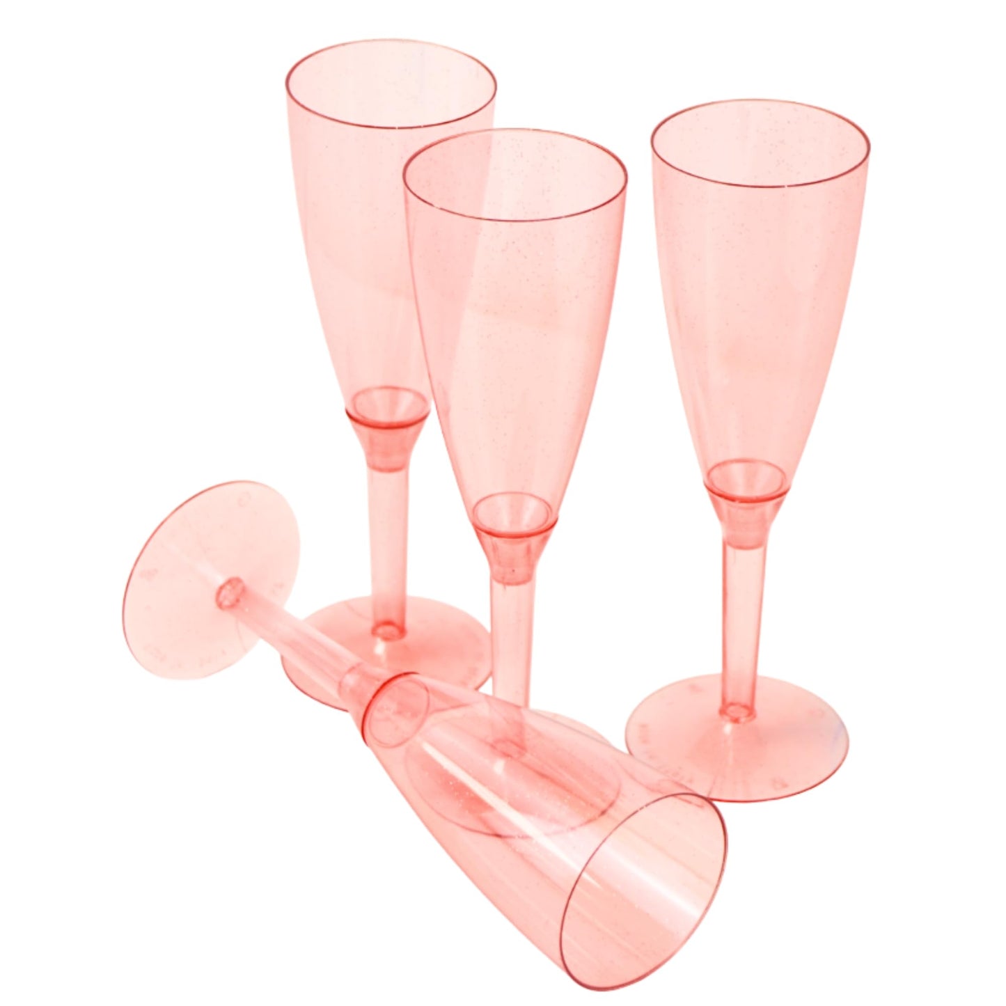 50 flûtes à champagne jetables Prosecco transparentes pailletées