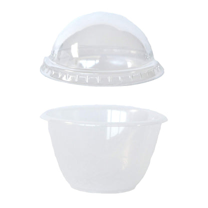 100 uds vaso pequeño 100 cc plástico transparente + tapa domo ideal para postres y mousse