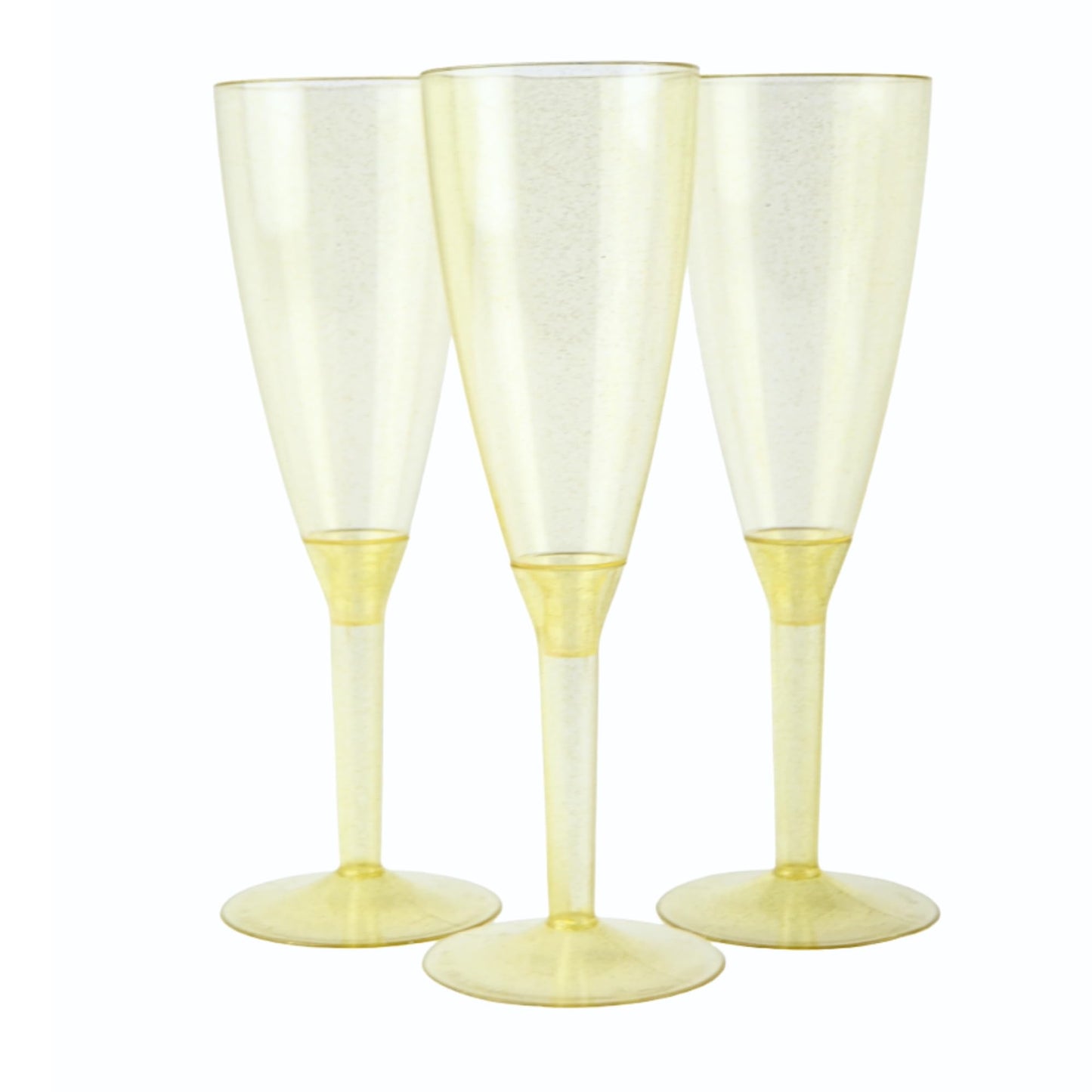 50 flûtes à champagne jetables Prosecco transparentes pailletées
