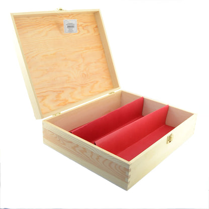 1 caja de vino de madera (x 3 botellas) caja con cierre divisor de cartón rojo