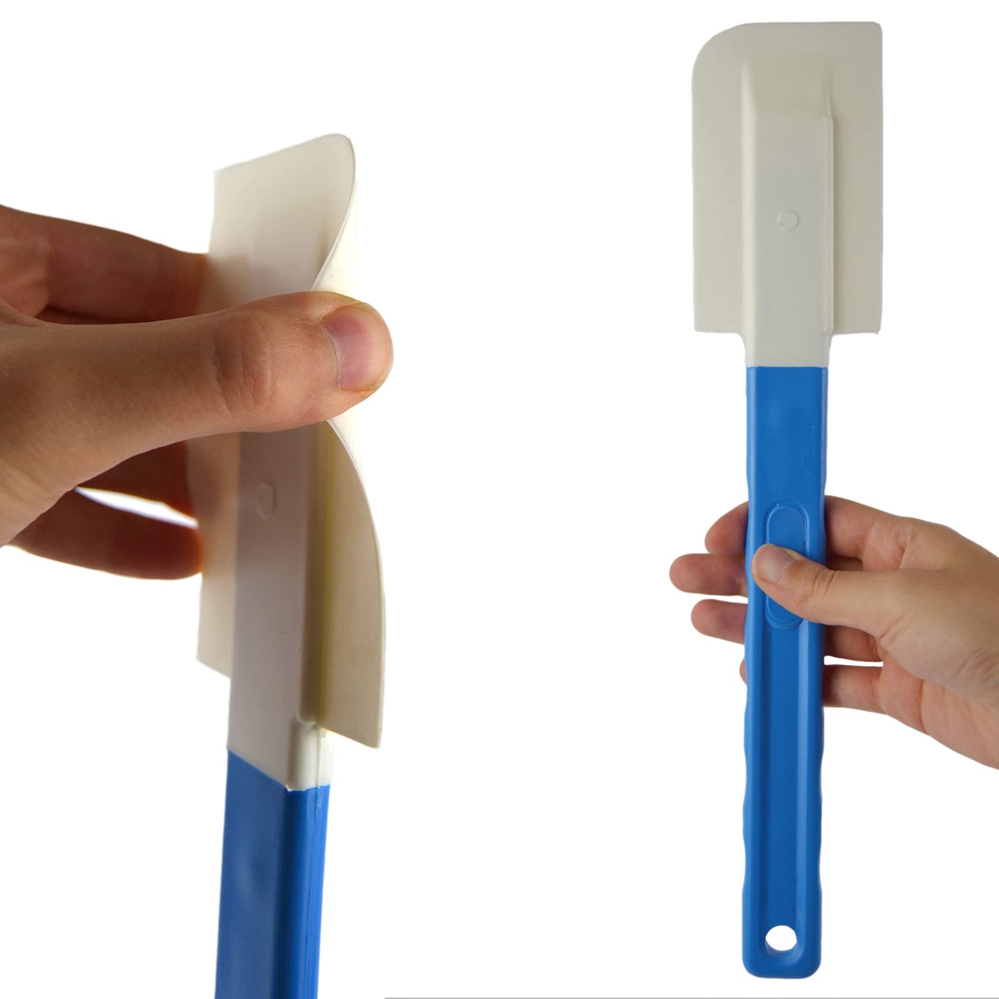 Lot de 5 spatules à glace de 31 cm de long, manche bleu avec trou de suspension