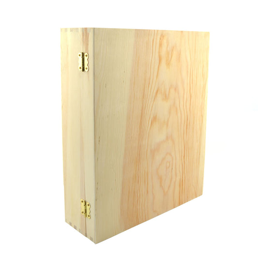 1 scatola porta vino in legno (x 3 bottiglie) cassetta con chiusura  divisorio in cartone rosso