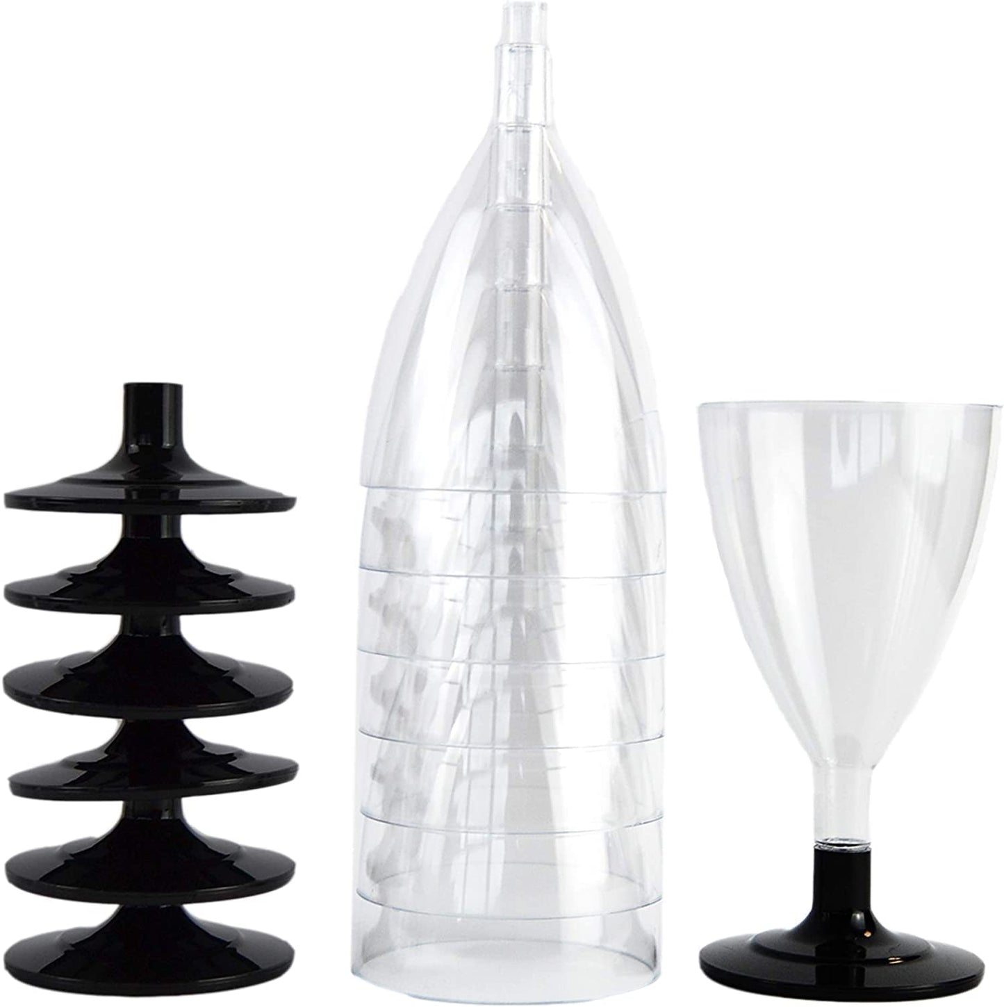 COMBO 50 flûtes + 50 verres à vin/eau à composer base noire idéal pour fêtes, événements, fêtes et apéritifs