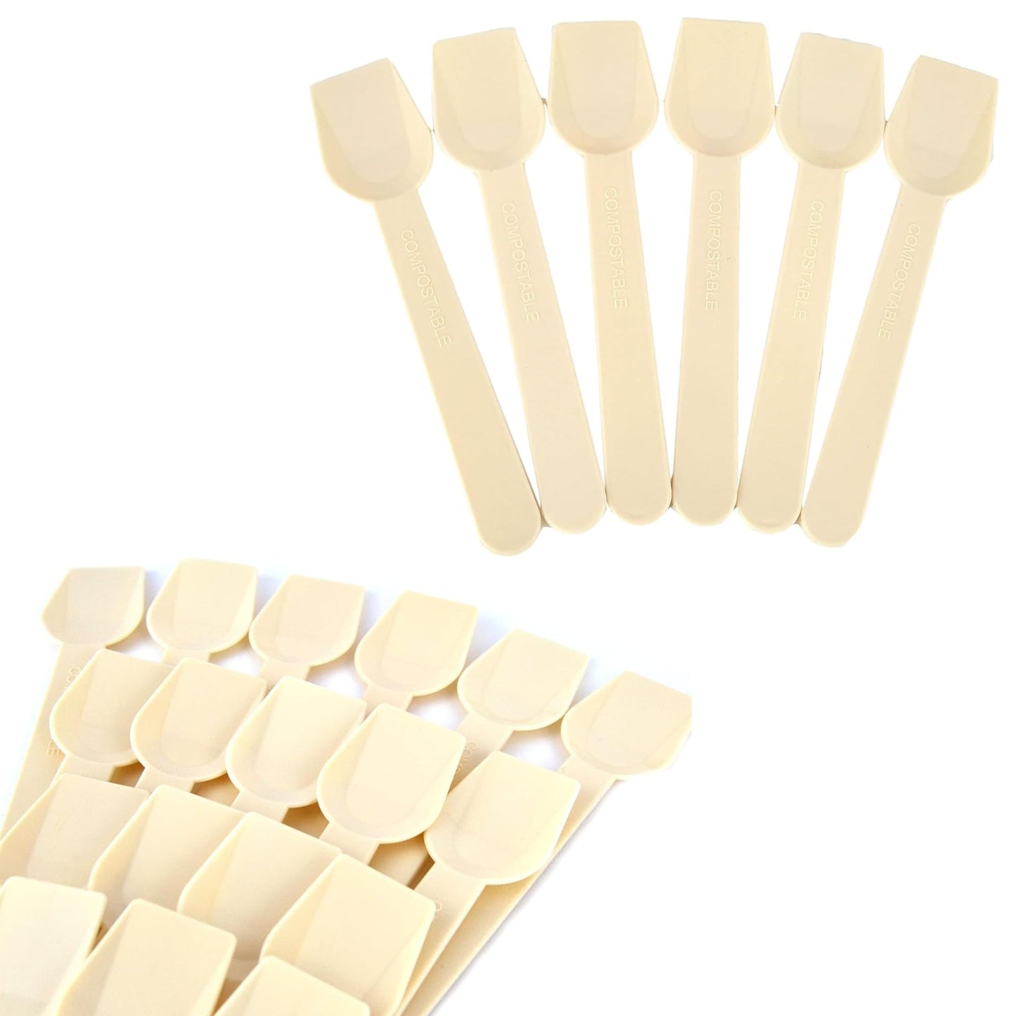 500 uds cucharas compostables beige cm 10 cucharas para helado, yogur y semifrío cucharas