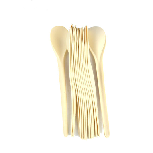 200 cuillères compostables beiges de 17 cm