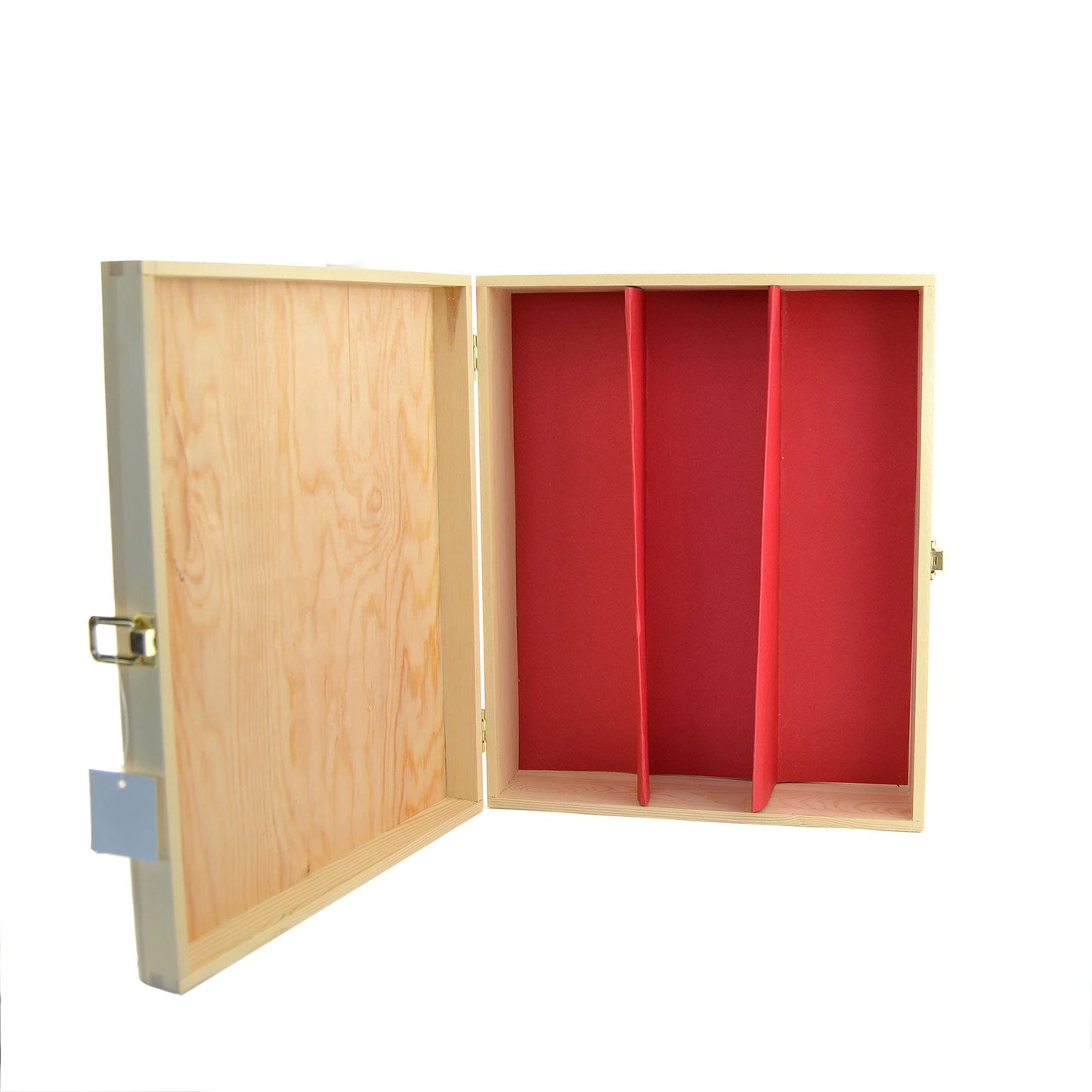 1 caja de vino de madera (x 3 botellas) caja con cierre divisor de cartón rojo