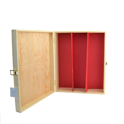 1 caja de vino de madera (x 3 botellas) caja con cierre divisor de cartón rojo