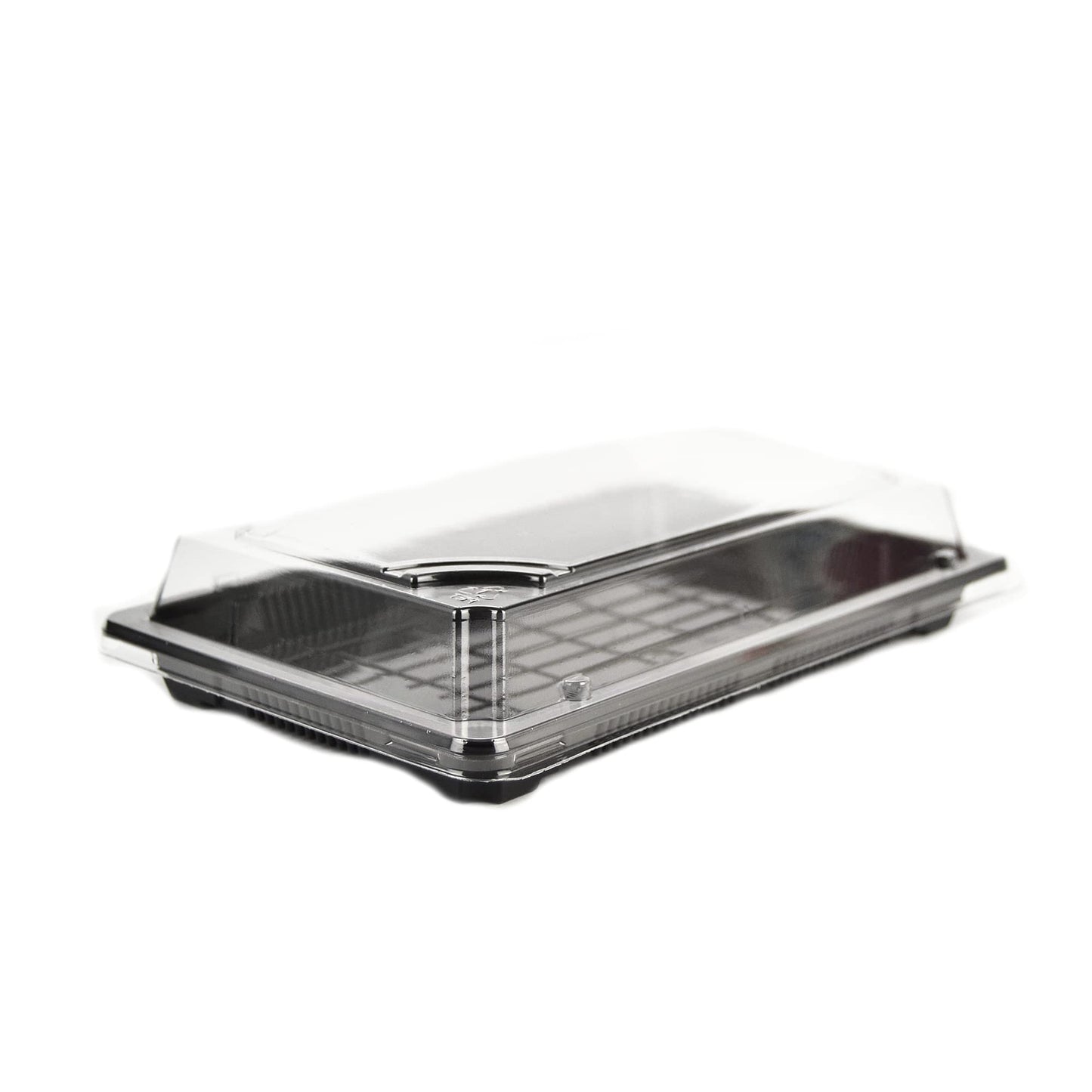 Plateau noir de 50 pièces pour sushi, sashimi, poisson idéal pour emporter d'environ 16/18 portions + couvercle