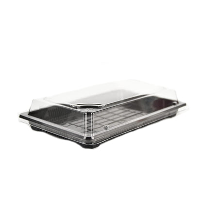Plateau noir de 50 pièces pour sushi, sashimi, poisson idéal pour emporter d'environ 16/18 portions + couvercle