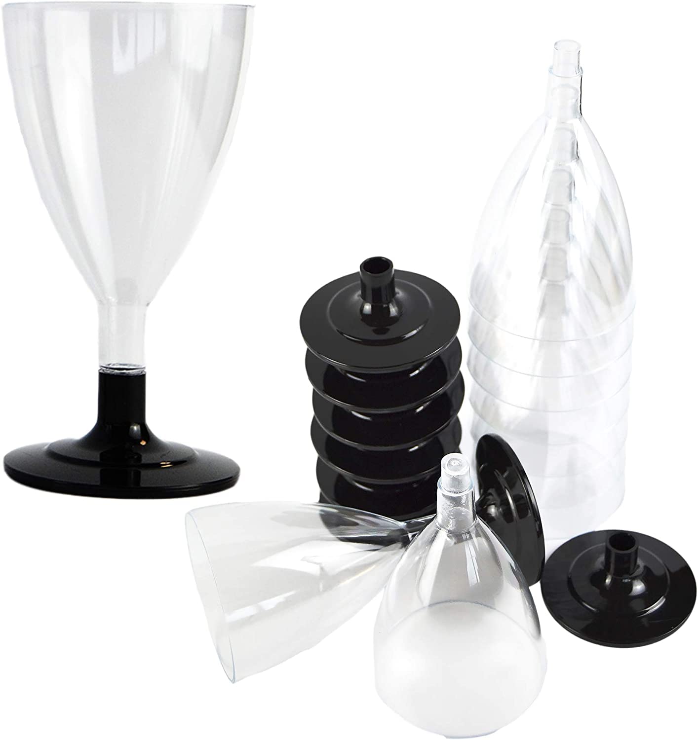 COMBO 50 flûtes + 50 verres à vin/eau à composer base noire idéal pour fêtes, événements, fêtes et apéritifs