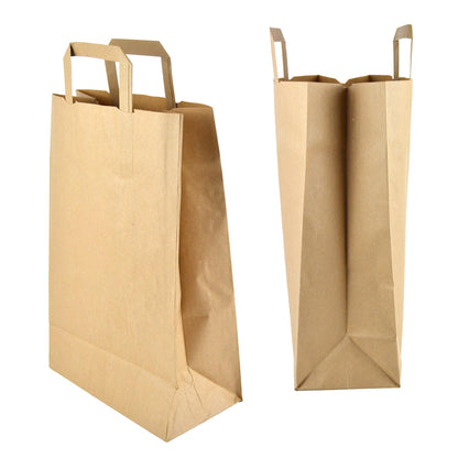 20 pièces sacs en papier brun neutre avec poignées pour produits à emporter