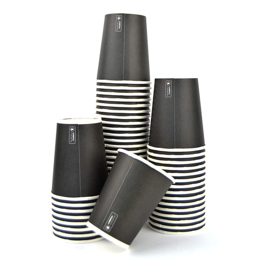 Pz 100 bicchiere 9 oz in carta nera 266 ml per cappuccino, cioccolata calda e tisane