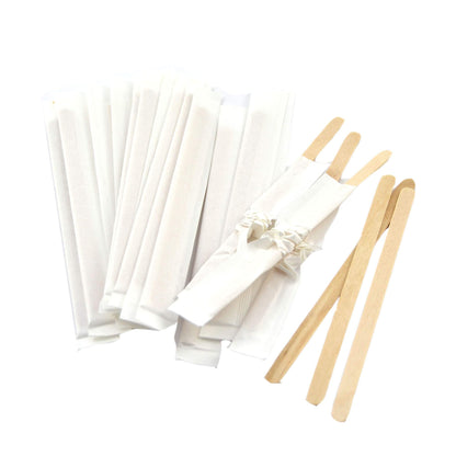 Palitos de madera envueltos individualmente para café americano y capuchino.