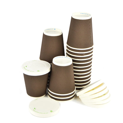 Pz 100 bicchiere 9 oz in carta marroni zigrinati 350ml per cappuccino, cioccolata calda