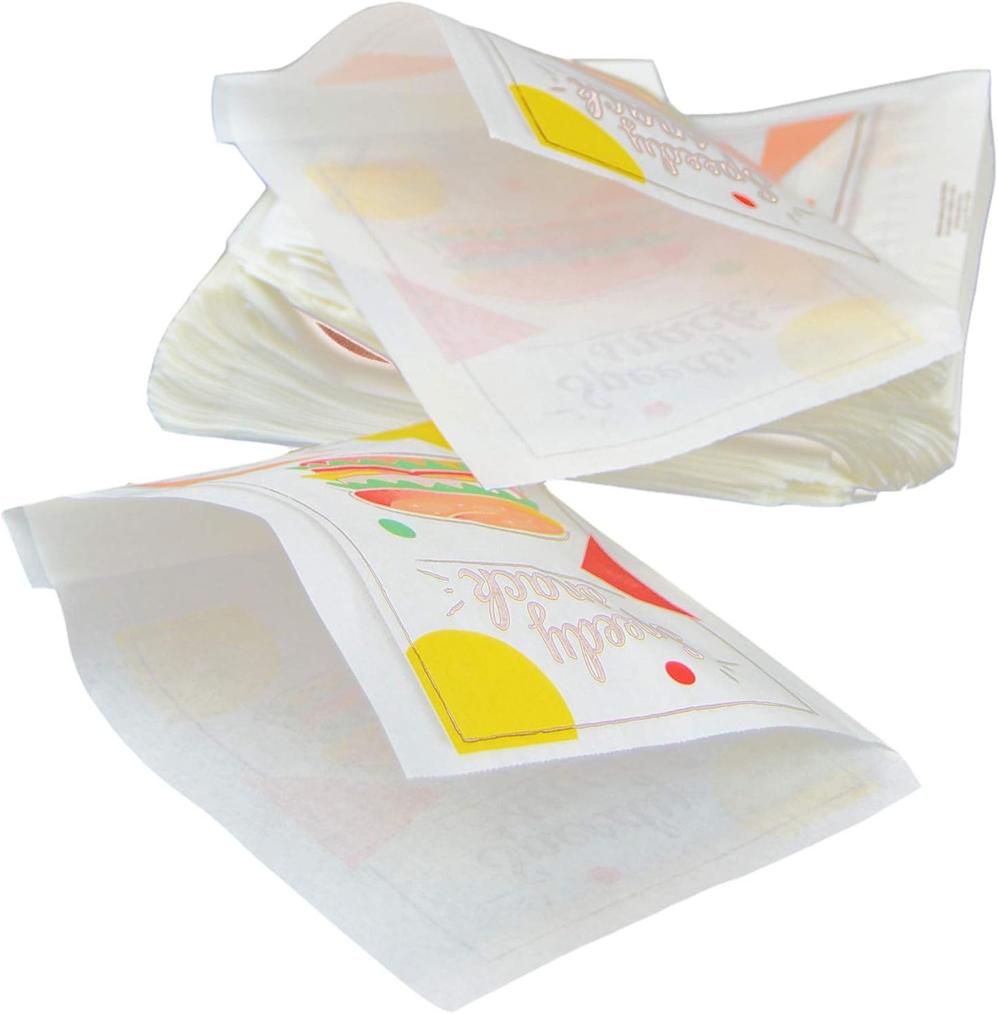 200 hojas de papel vegetal abiertas por un lado para comida para llevar como hamburguesas, porciones de pizza, focaccia, sándwiches