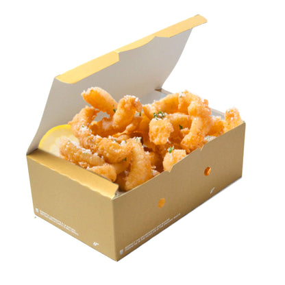 Pz 50 box avana richiudibile per asporto fritture miste, verdure, riso pollo e pasta