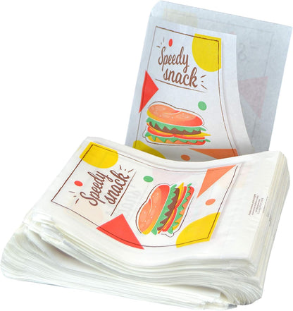 200 hojas de papel vegetal abiertas por un lado para comida para llevar como hamburguesas, porciones de pizza, focaccia, sándwiches