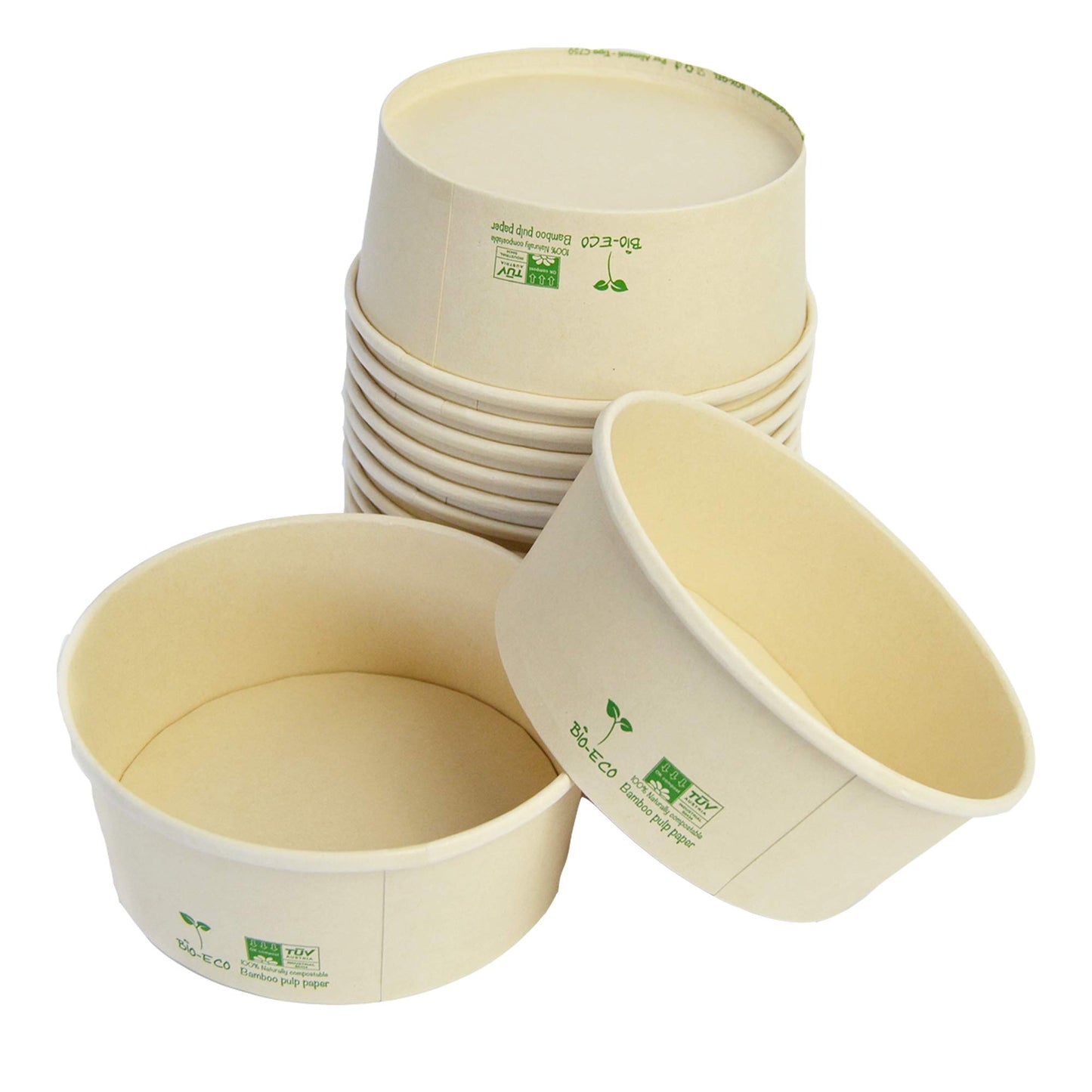 Pz 50 Insalatiera in carta per asporto di alimenti come insalate miste, verdure, riso pollo e pasta