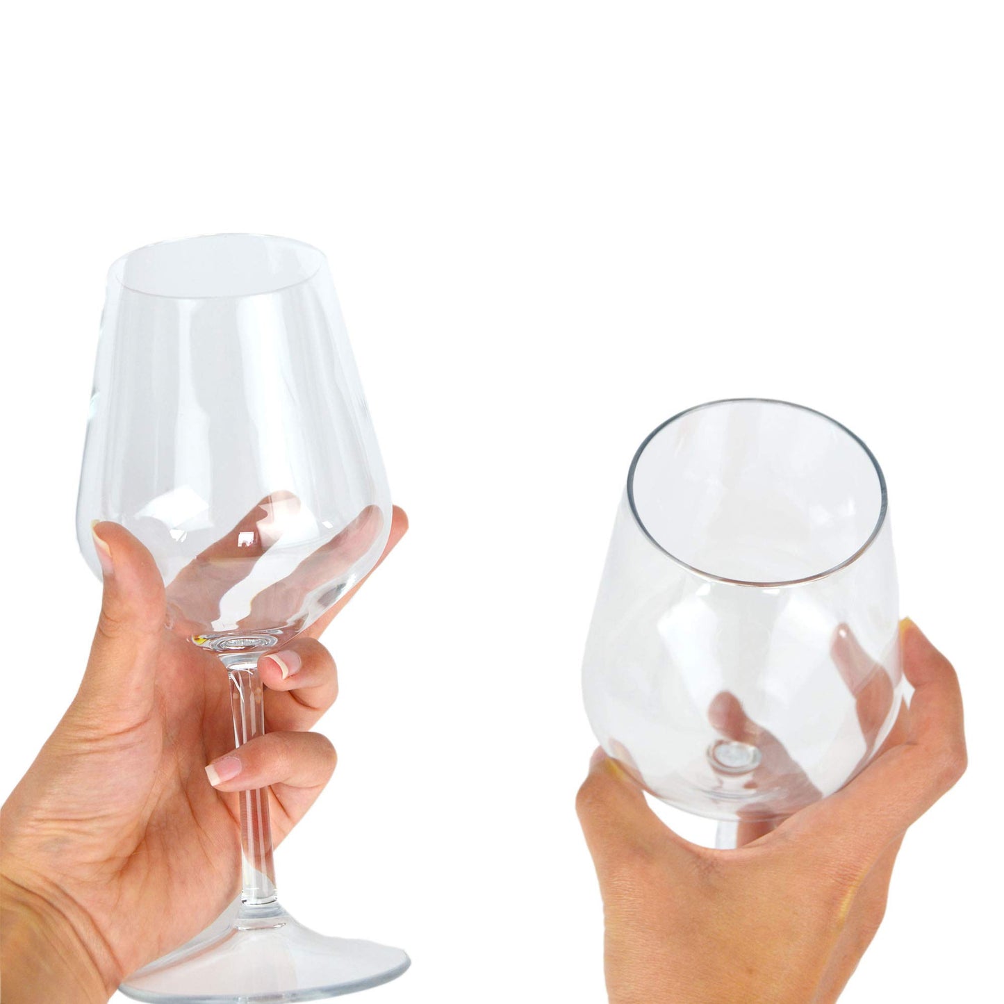Lot de 6 verres à vin en tritan 400 cc en plastique ultra résistant, lavables et réutilisables, hauteur 21,5 cm