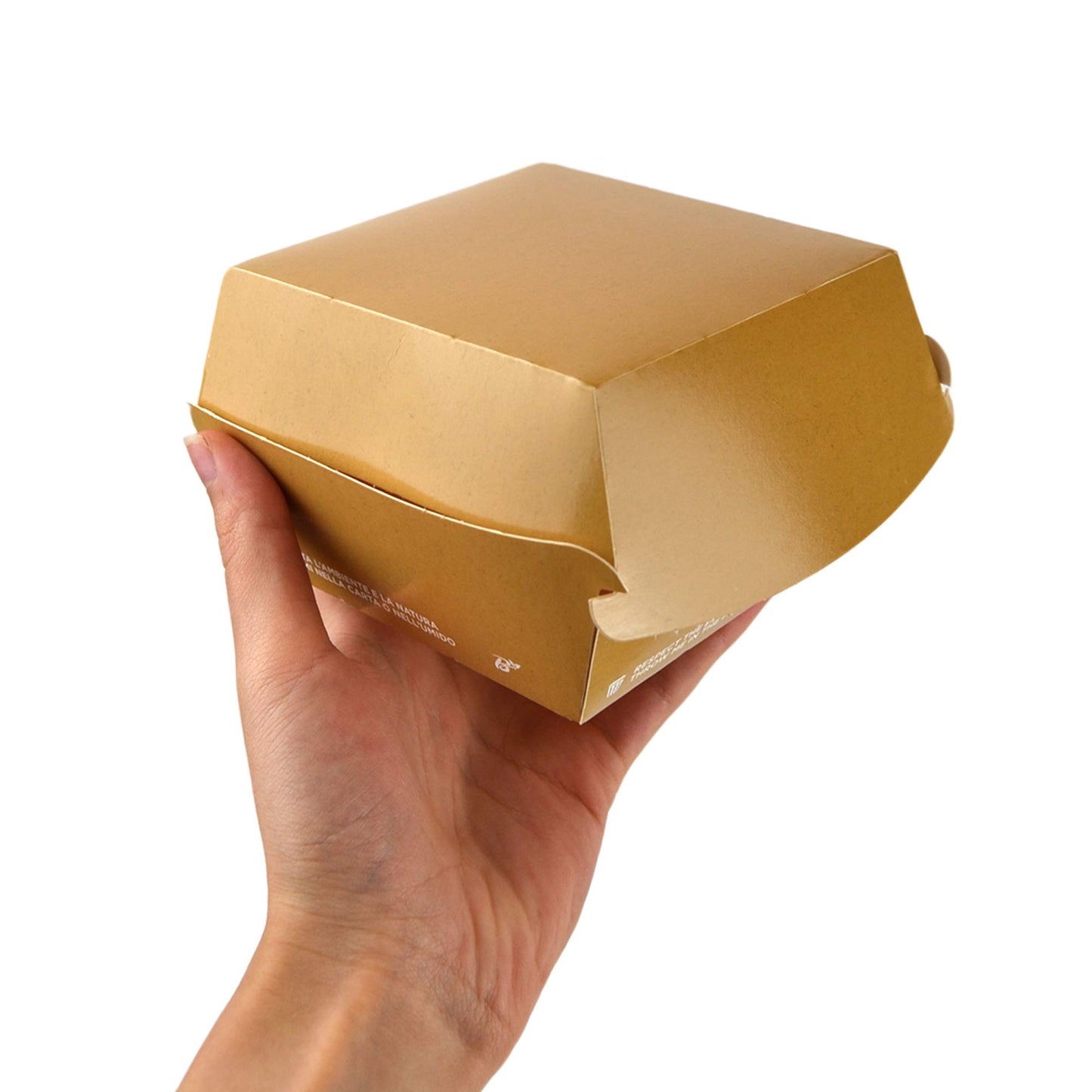 Pz 50 Box in carta kraft marrone per asporto di alimenti come hamburger, burger, patatine, panini