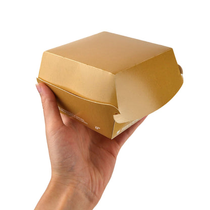 Pz 50 Box in carta kraft marrone per asporto di alimenti come hamburger, burger, patatine, panini